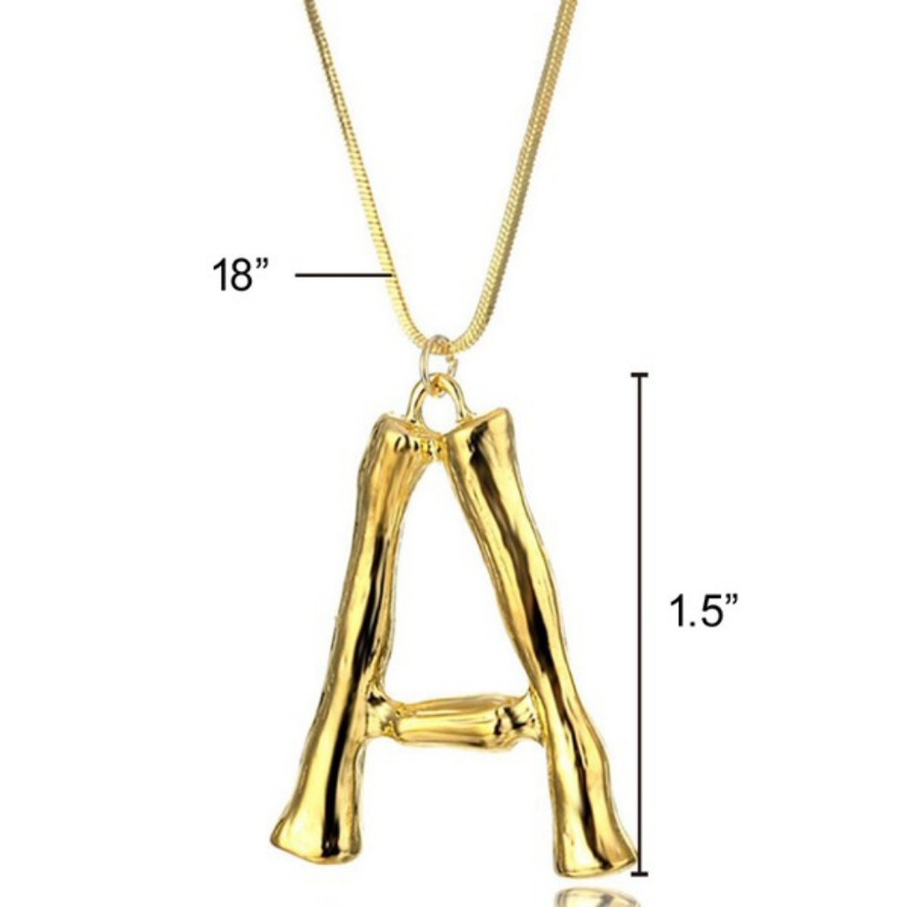 Alphabet Initial letter bamboo necklace chain - Picture 3 of 7